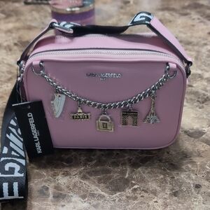 *Entry Only* Karl Lagerfeld Light Pink Crossbody Bag W/Charms & Strap New